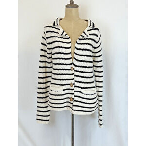 NWT Soya Concept Ivory & Black Cardigan Button Front Sweater #0410 MED